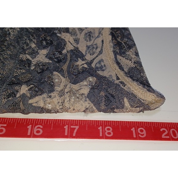 Origami Lace Hi Low Vest Womens L Boho Star Taupe Black Boho Western Layering - Picture 11 of 11